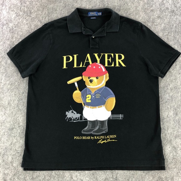 Polo Bear Player Ralph Lauren Mens Polo XL Black Short Sleeve Classic Fit Shirt - Picture 1 of 11